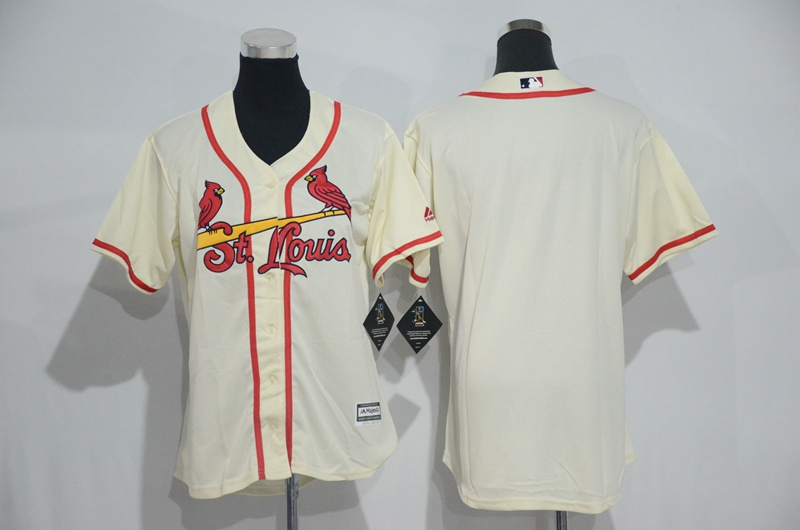 Womens 2017 MLB St. Louis Cardinals Blank Cream Jerseys